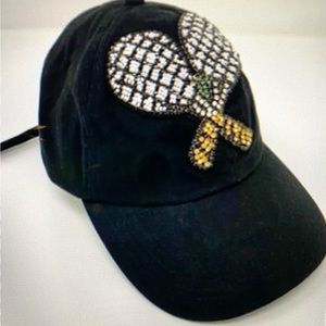 Crystal and Beaded Embellished Tennis Racket Hat